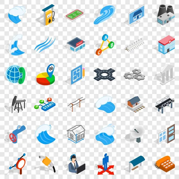 Electricity operator icons set, isometric style — Stock Vector