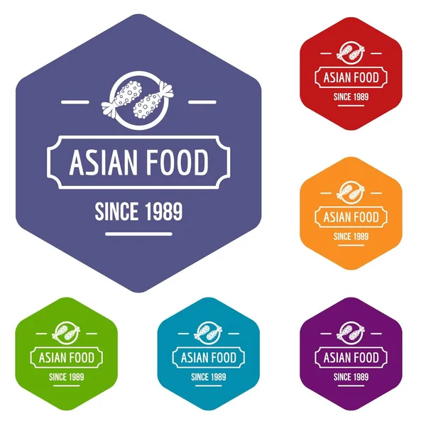 Tailandia comida asiática iconos vector hexaedro — Vector de stock
