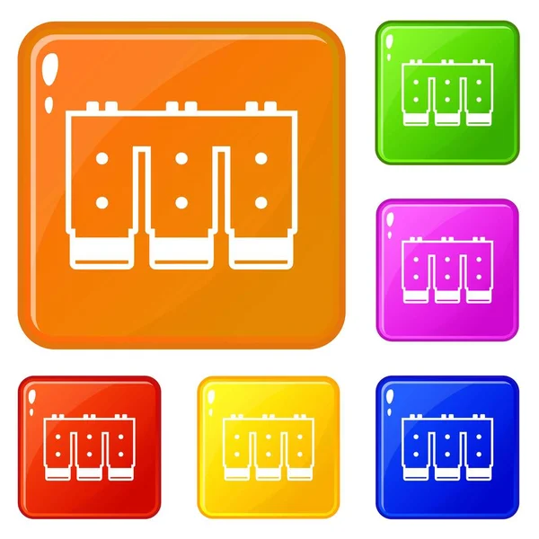 Electronic circuit board icons set vector color — Stock Vector
