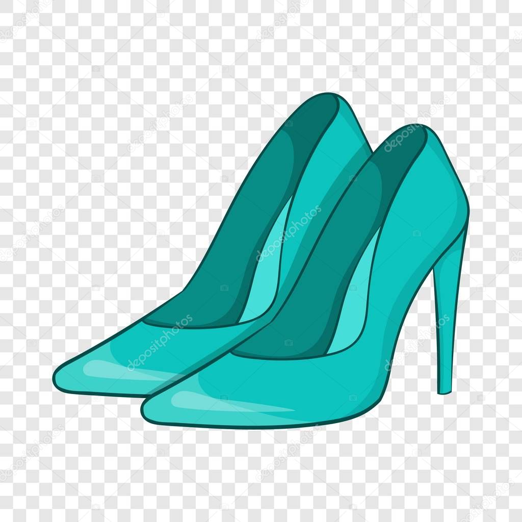 Women blue shoes icon, cartoon style