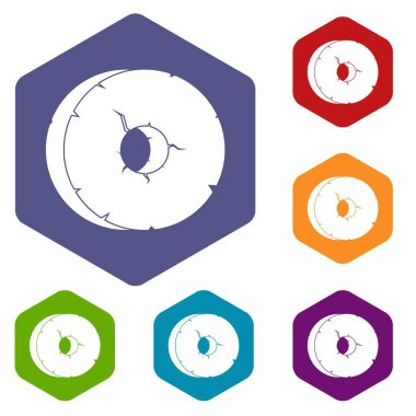 İlkel araç simgeleri vektör altı yüzlü