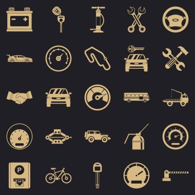 Araba park Icons set, basit tarzı