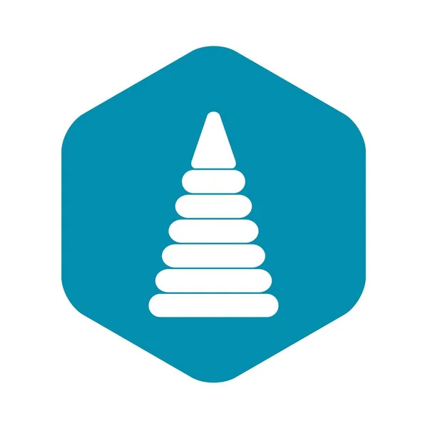 Pyramida z plastových kroužků ikonu jednoduchého stylu — Stockový vektor