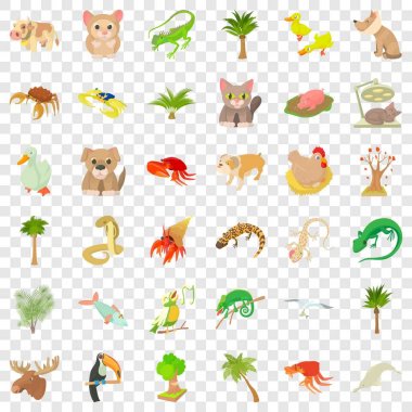 Kum hayvan Icons set, karikatür tarzı