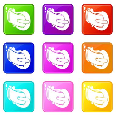 Modern kadın kemer simgeleri 9 renk koleksiyonu ayarlamak