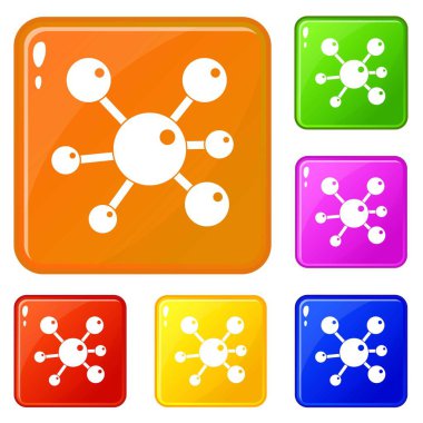Kimyasal ve fiziksel moleküller simgeler vektör renk ayarlamak