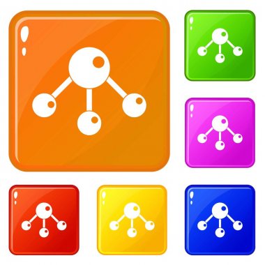 Kimyasal ve fiziksel moleküller simgeler vektör renk ayarlamak