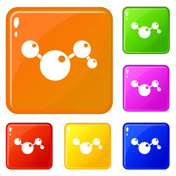 Cząsteczki chemiczne i fizyczne ikony ustawić kolor wektorowy — Wektor stockowy