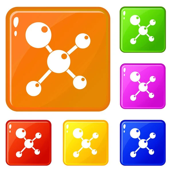 化学和物理分子图标设置矢量颜色 — 图库矢量图片