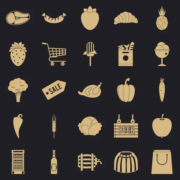 Conjunto de ícones de venda de alimentos, estilo simples — Vetor de Stock