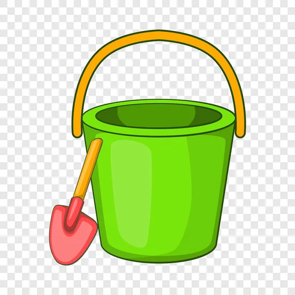 Sand bucket and shovel icon, cartoon style — Stock Vector