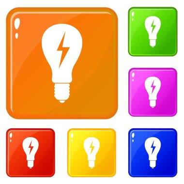 Lamba içinde yıldırım ile ampul vektör renk seti