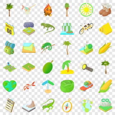 Doğa geri kalan Icons set, karikatür tarzı