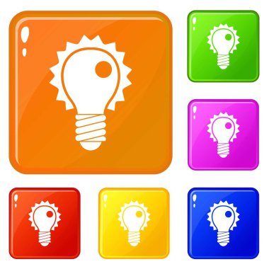 Elektrikli ampul simgeleri vektör renk seti