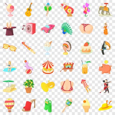 Sirk karnaval Icons set, karikatür tarzı