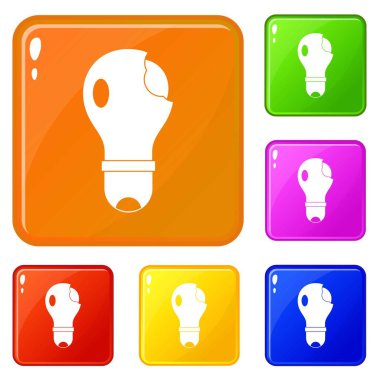 Kırık ampul simgeler vektör renk ayarlamak