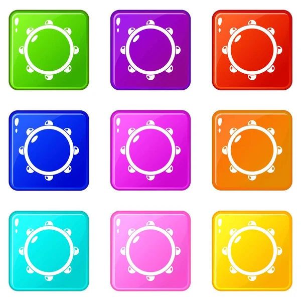 Little drums icons set 9 color collection — Stock Vector
