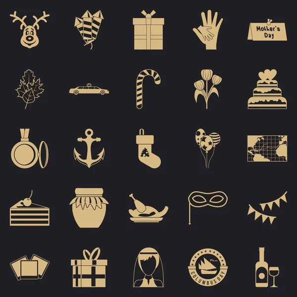 Conjunto de iconos festivos, estilo simple — Vector de stock