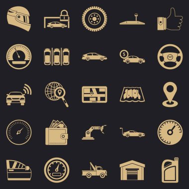 Araba park Icons set, basit tarzı