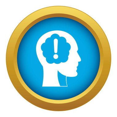 Baş ünlem işareti içinde simge mavi vektör izole