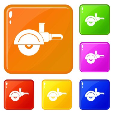 Yüksek hızlı kesme makine simgeleri vektör renk seti