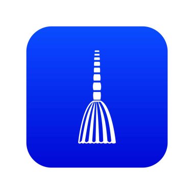 Süpürge zemin simgesi dijital mavi