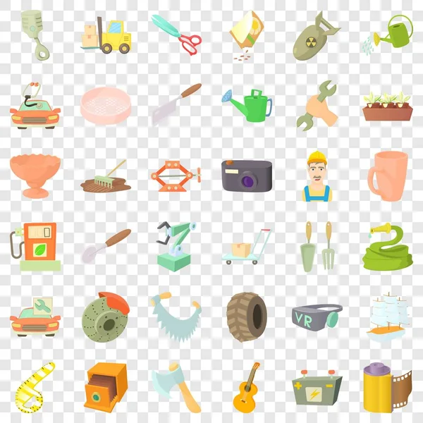 Worker craft icons set, cartoon style