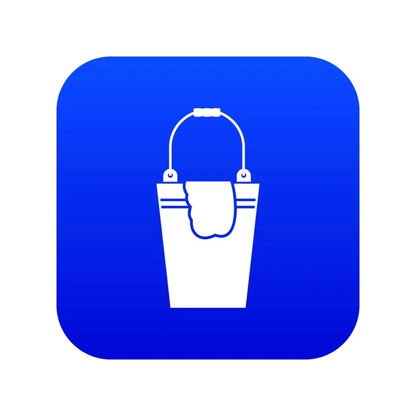 Cubo y trapo icono digital azul — Archivo Imágenes Vectoriales