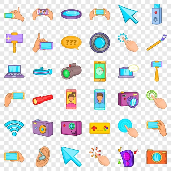 Buen conjunto de iconos de dispositivo, estilo de dibujos animados — Vector de stock