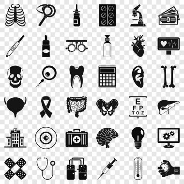 İyi tanı Icons set, basit tarzı