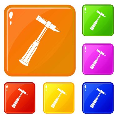 Kaynak simgeleri Hammer cüruf vektör renk seti