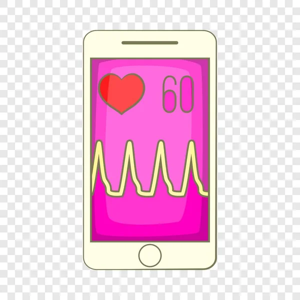 Health app on a smartphone icon, cartoon style — Stock Vector