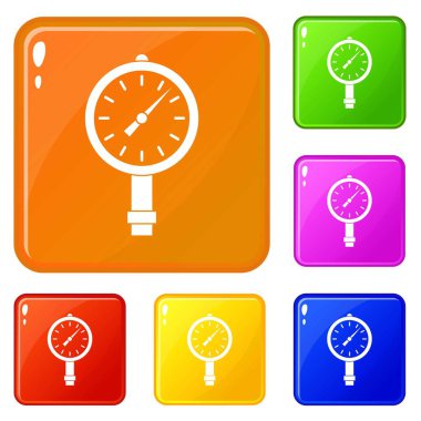 Manometre veya basınç göstergesi simgeler vektör renk ayarlamak