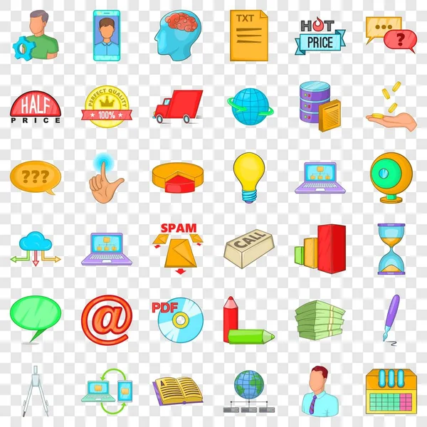 Conjunto de iconos de desarrollo digital, estilo de dibujos animados — Vector de stock
