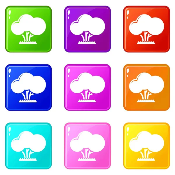 Stromu ikony sada 9 barev kolekce — Stockový vektor