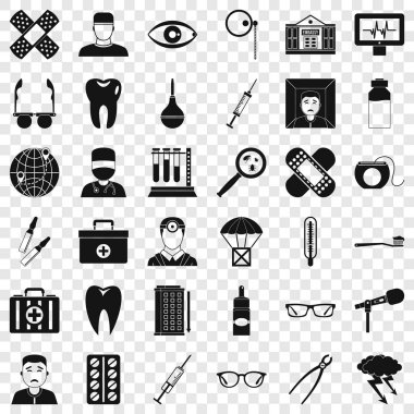 İyi doktor Icons set, basit tarzı