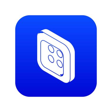 Kare elbise düğmesi mavi simge vektör