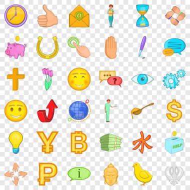 Bağış iş Icons set, karikatür tarzı