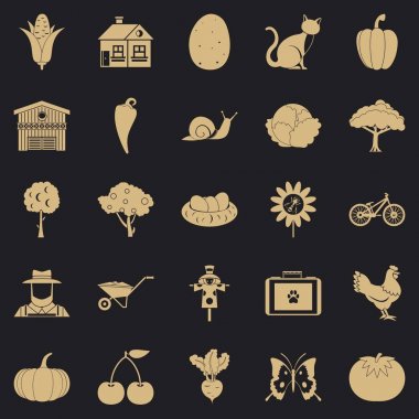 Tahıl ambarı Icons set, basit tarzı