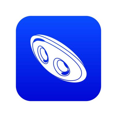 Oval giysi düğmesi mavi simge vektör