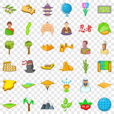 Bizim dünya Icons set, karikatür tarzı