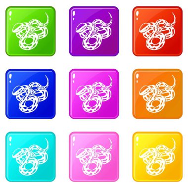 Texas yılan simgeleri 9 renk koleksiyonu ayarlamak