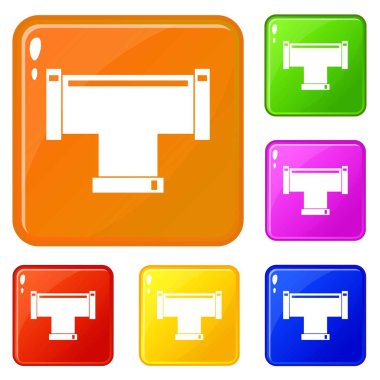 T boru bağlantı simgeleri vektör rengini ayarlar