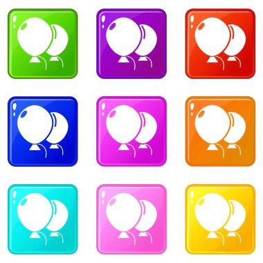 Düğün ballons simgeleri 9 renk koleksiyonu seti