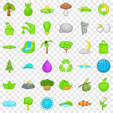 Yaprak yeşil Icons set, karikatür tarzı