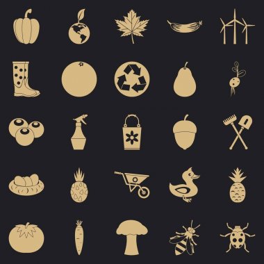 Zevk zemin Icons set, basit tarzı