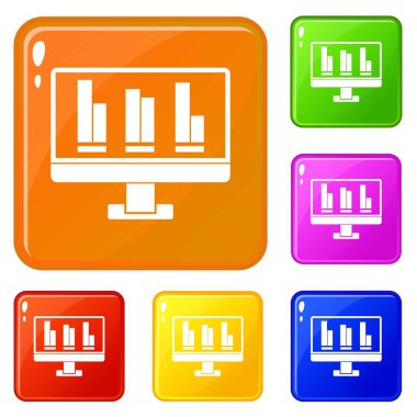 Bilgisayar ekran simgelerinde iş grafiği vektör rengini ayarlar