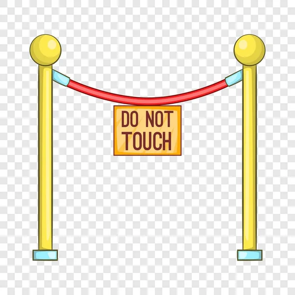 Red rope barrier with sign do not touch icon — Stock Vector