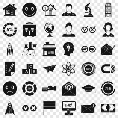 Icons set, basit tarzı öğrenme Internet