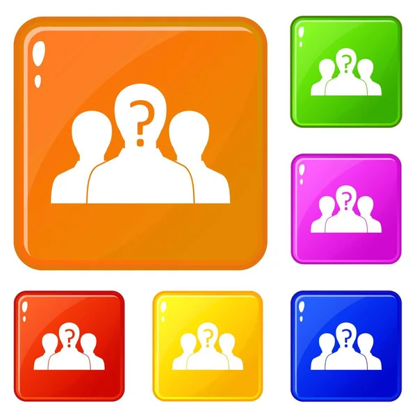 Group of people with unknown personality icons set vector color — Stock Vector